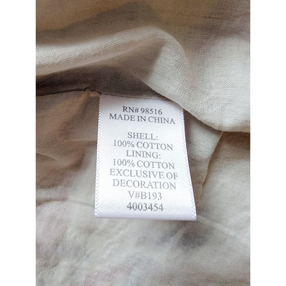 Coldwater Creek 18 Khaki Burlap Floral‎ Button Up Jacket Pockets Red Floral NEW - Picture 7 of 7